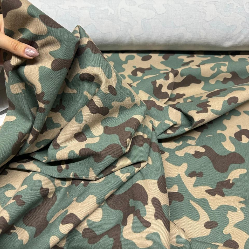 Gabardin Kumaş Kamuflaj Desenli Likralı Esnek En 135 cm
