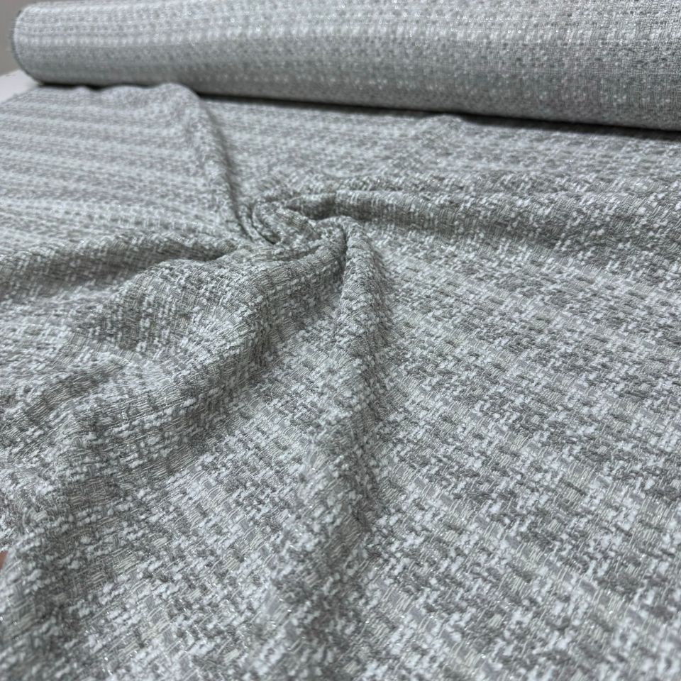Tüvit Şanel Kumaş Çift En Gri Renk Sim Detaylı