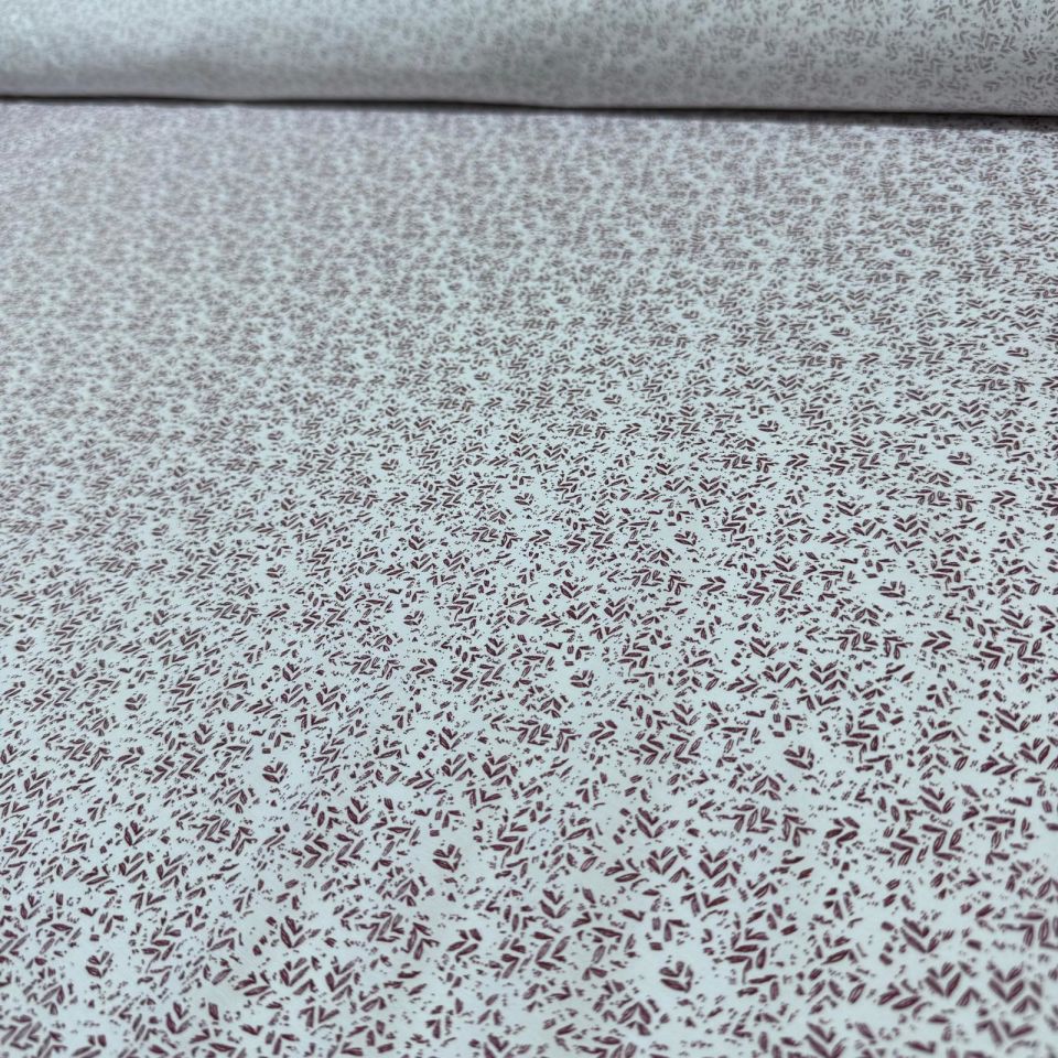 Poplin Kumaş Çift En Desenli Beyaz Zemin