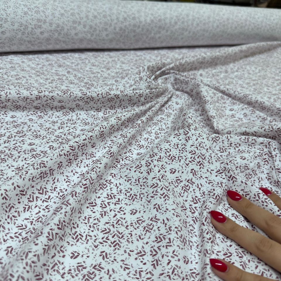 Poplin Kumaş Çift En Desenli Beyaz Zemin