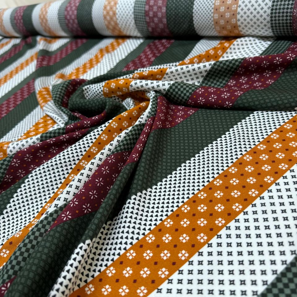 İthal Viskon Kumaş %100 Pamuk Çift En Boyuna Çizgili Çok Renkli