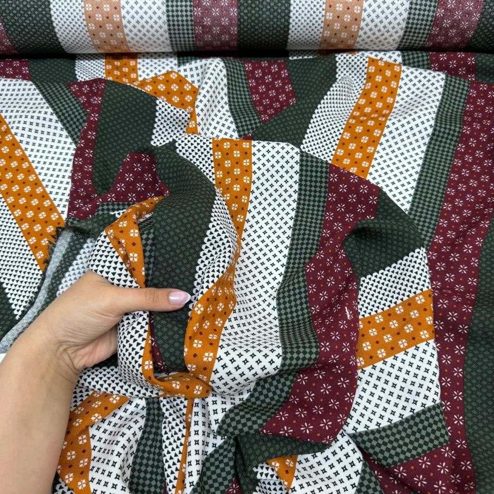 İthal Viskon Kumaş %100 Pamuk Çift En Boyuna Çizgili Çok Renkli