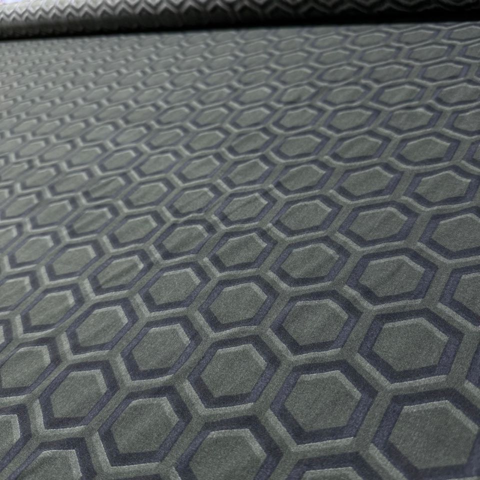 İthal Viskon Kumaş %100 Pamuk Koyu Yeşil Renk Altıgen Desen