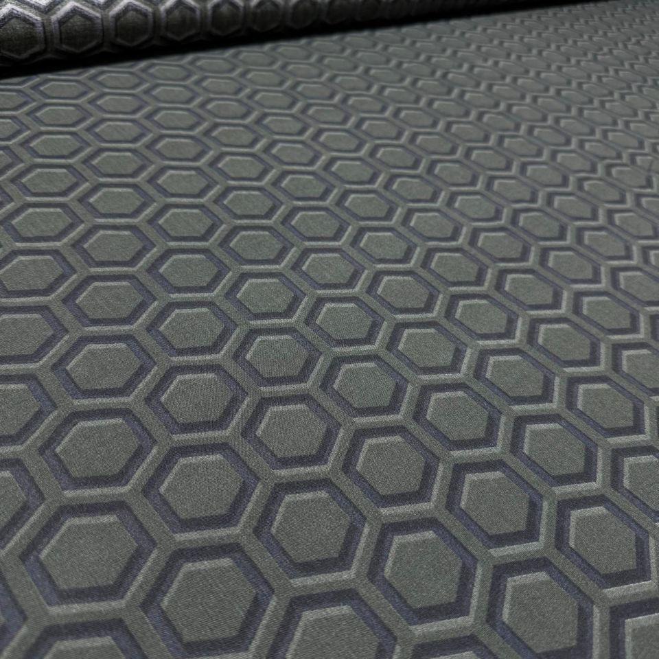 İthal Viskon Kumaş %100 Pamuk Koyu Yeşil Renk Altıgen Desen