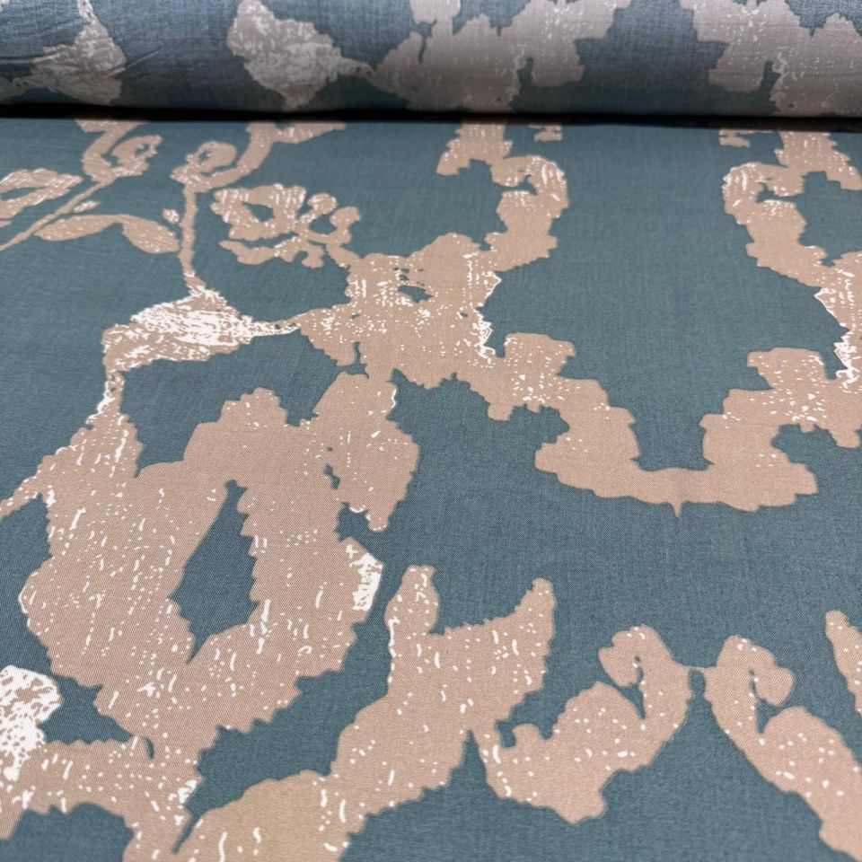 İthal Viskon Kumaş %100 Pamuk Çift En Mint Yeşili Renk Desenli