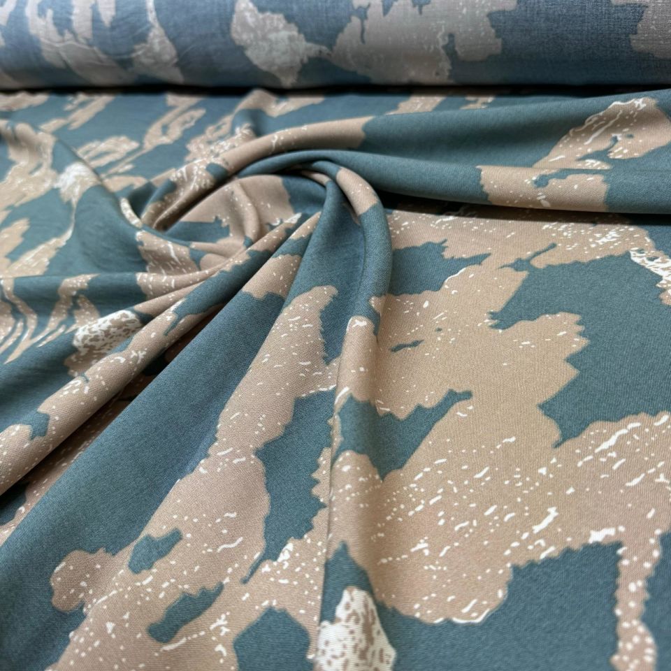 İthal Viskon Kumaş %100 Pamuk Çift En Mint Yeşili Renk Desenli