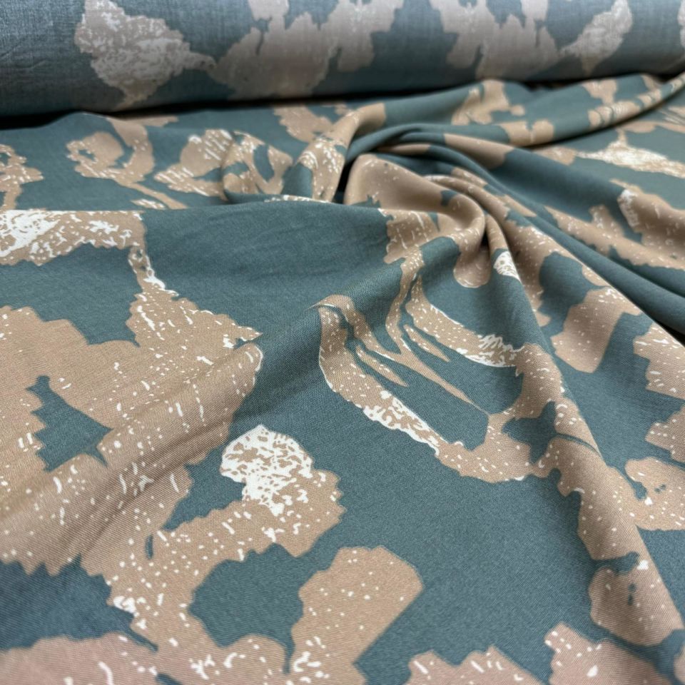 İthal Viskon Kumaş %100 Pamuk Çift En Mint Yeşili Renk Desenli