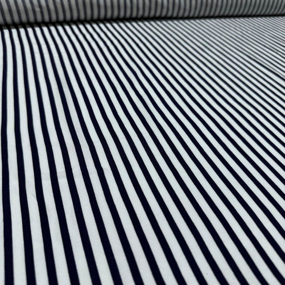 İthal Viskon Kumaş %100 Pamuk Çift En Boyuna Çizgili Siyah