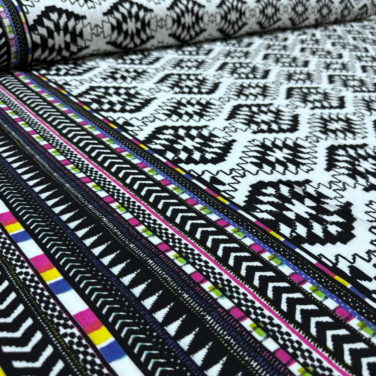 İthal Viskon Kumaş %100 Pamuk Çift En Renkli Sulu Desen