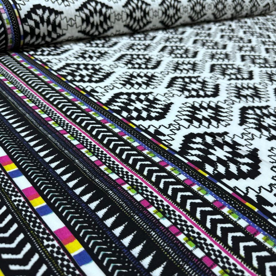 İthal Viskon Kumaş %100 Pamuk Çift En Renkli Sulu Desen