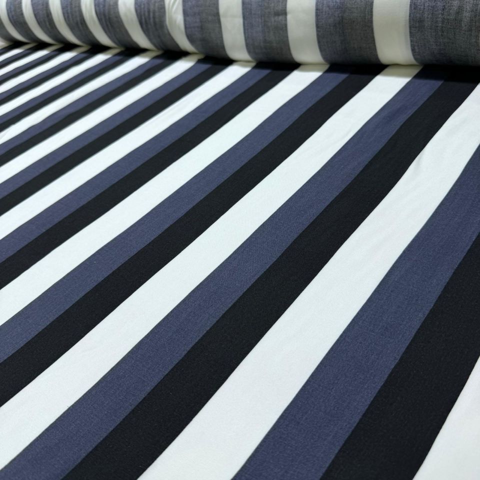 İthal Viskon Kumaş %100 Pamuk Çift En Antrasit Kalın Çizgili