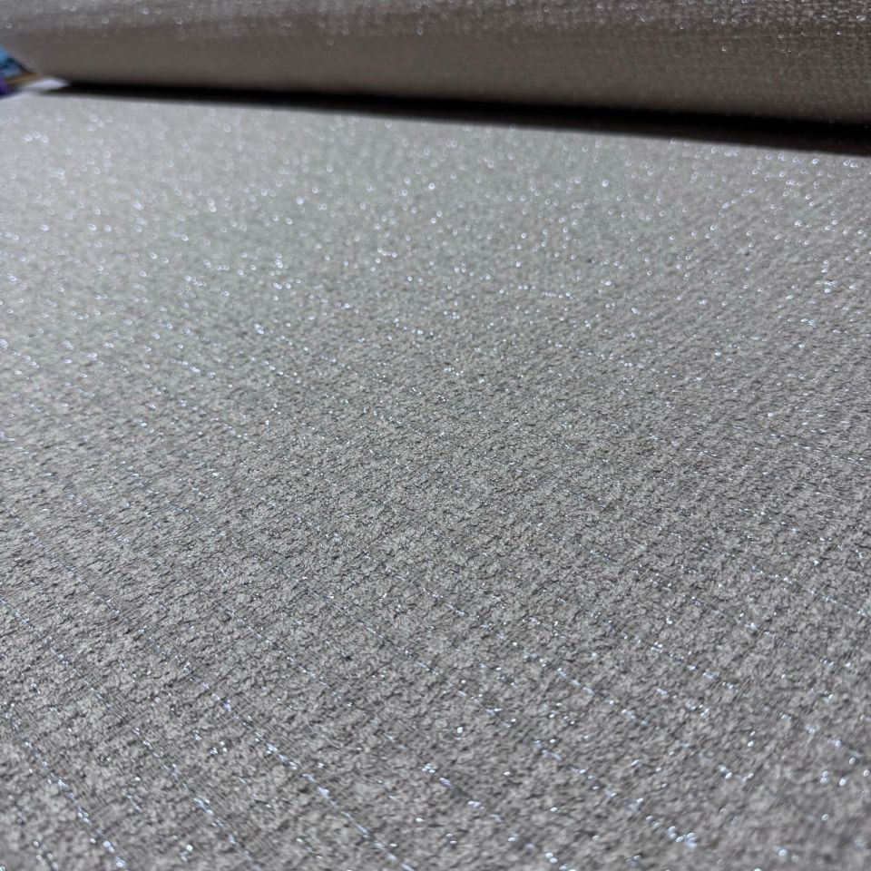 Tüvit Şanel Kumaş Buklet Çift En Bej Renk Simli Çizgili Desen