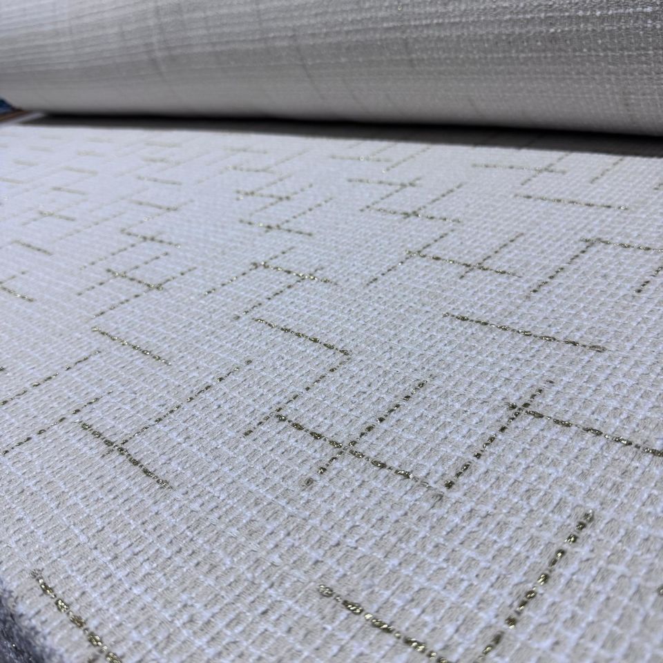 Tüvit Desenli Şanel Kumaş Gold Detaylı Ekru Renk Çift En