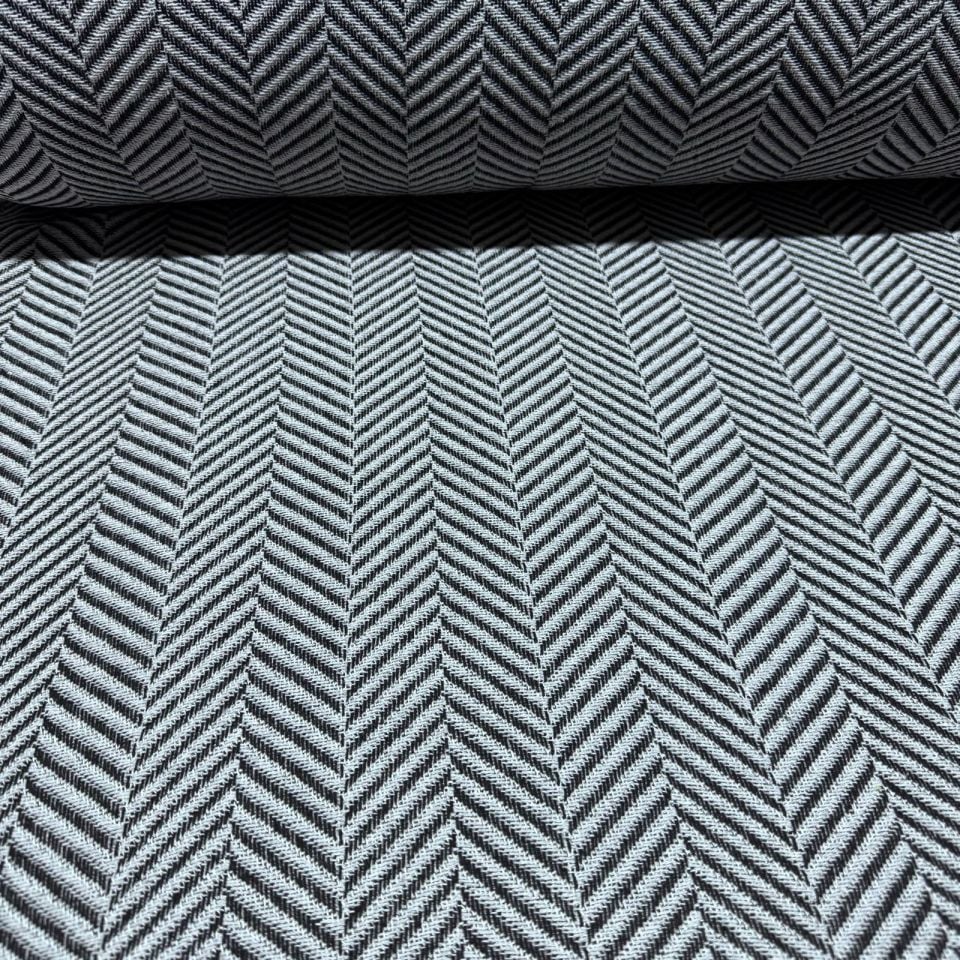 Tüvit Şanel Kumaş Zikzak Desenli Balıksırtı Kışlık Çift En Gri Renk