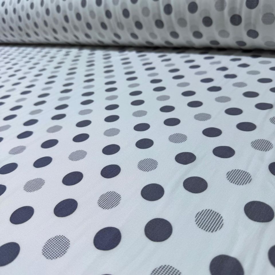 İthal Viskon Kumaş %100 Pamuk Çift En Büyük Puantiyeli Antrasit & Beyaz