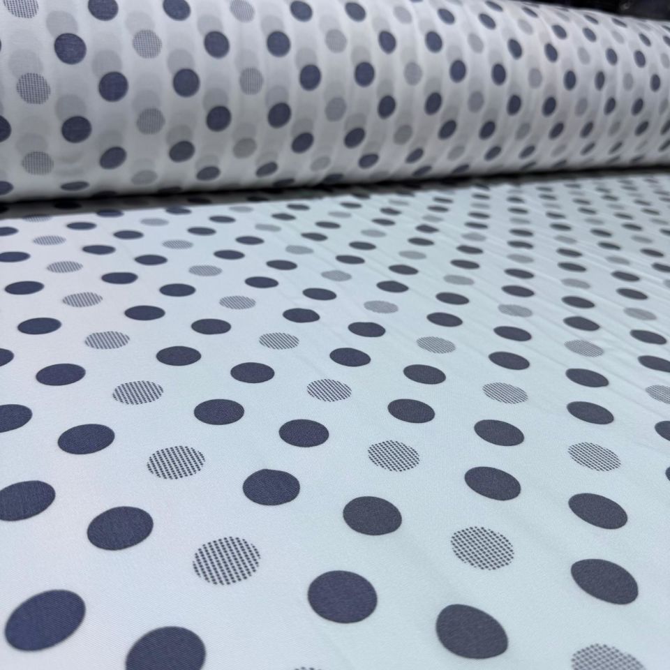 İthal Viskon Kumaş %100 Pamuk Çift En Büyük Puantiyeli Antrasit & Beyaz