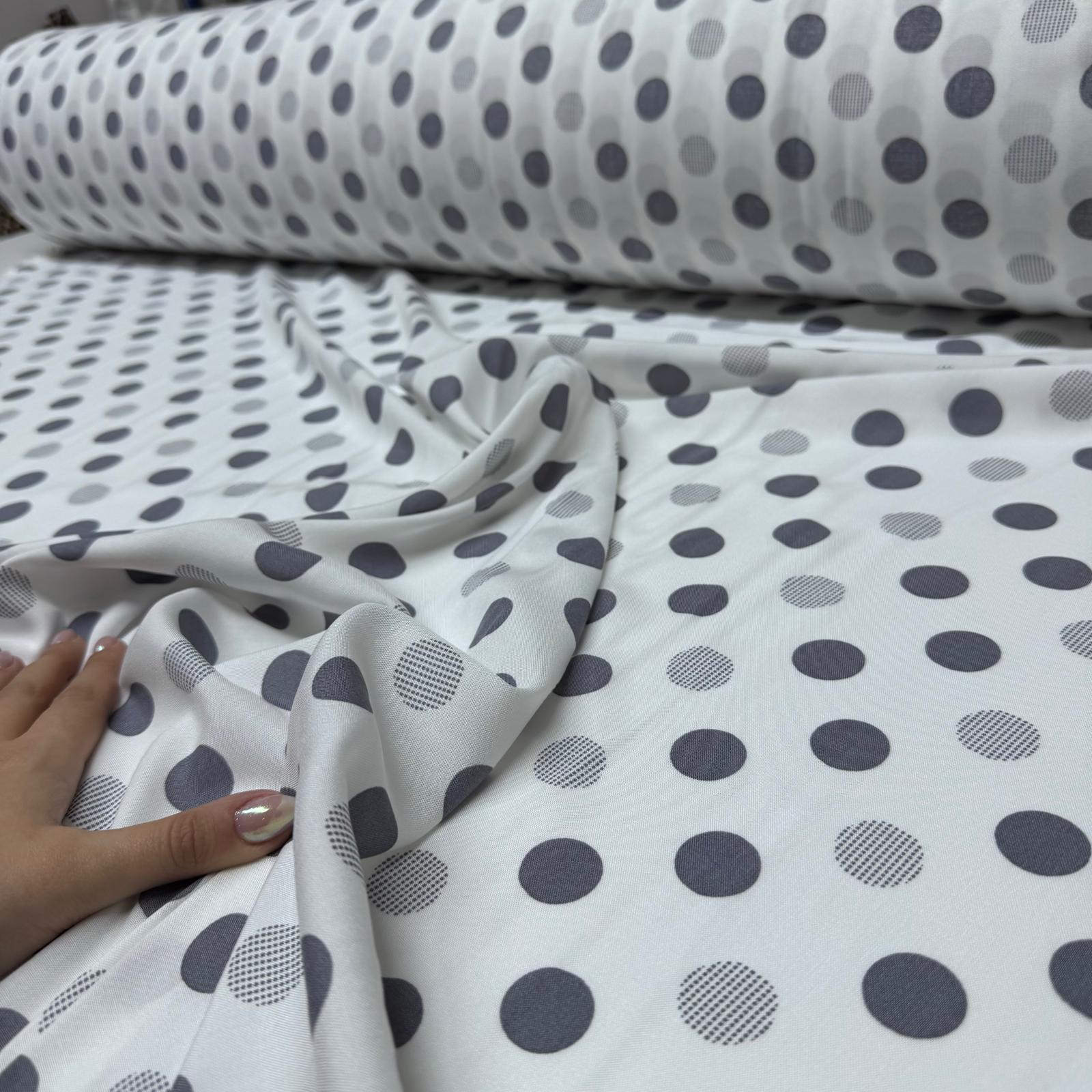 İthal Viskon Kumaş %100 Pamuk Çift En Büyük Puantiyeli Antrasit & Beyaz