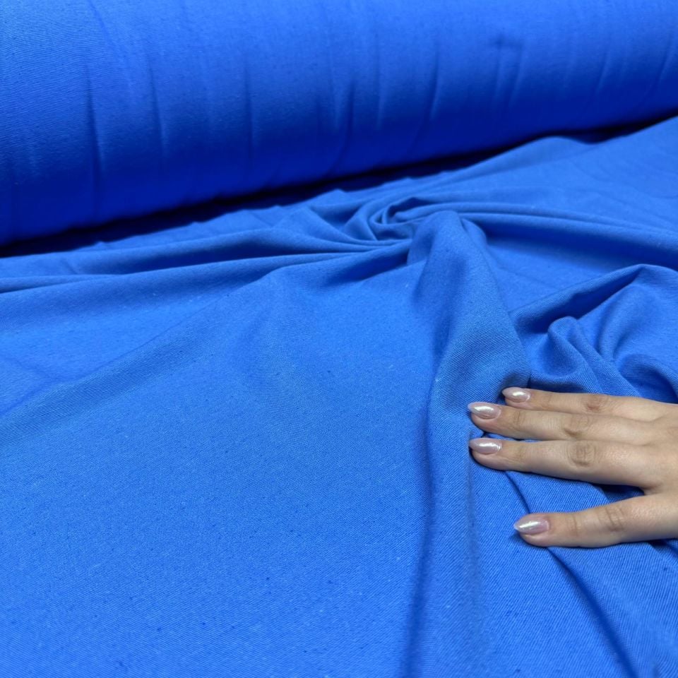 Keten Kumaş Mavi Renk Çift En %100 Pamuk