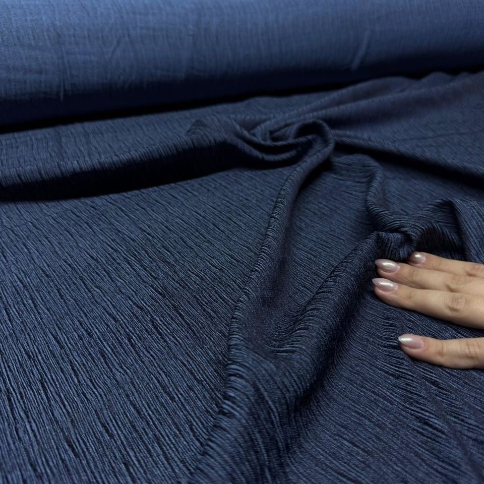 Krinkıl Kumaş (Crinkle) En 140 cm Lacivert Renk
