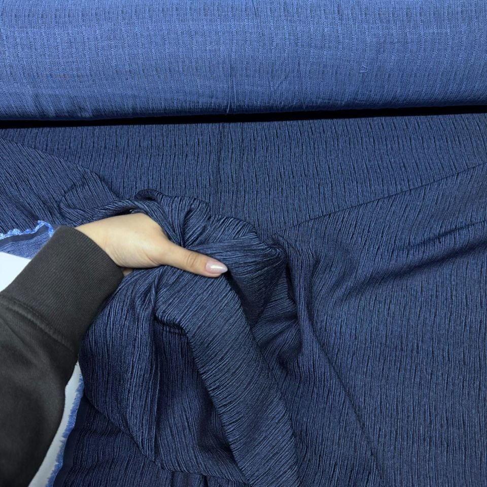 Krinkıl Kumaş (Crinkle) En 140 cm Lacivert Renk