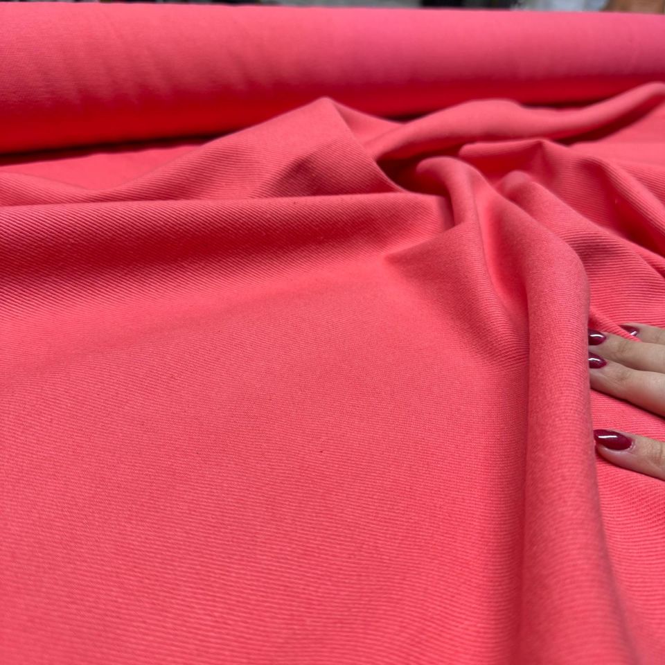 Gabardin Kumaş %100 Pamuk Çift En Mercan Nar Çiçeği Renk