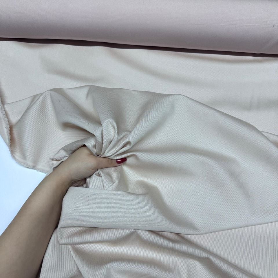 İnce Gabardin Kumaş %100 Pamuk Çift En Parlak Ekru/Krem Renk