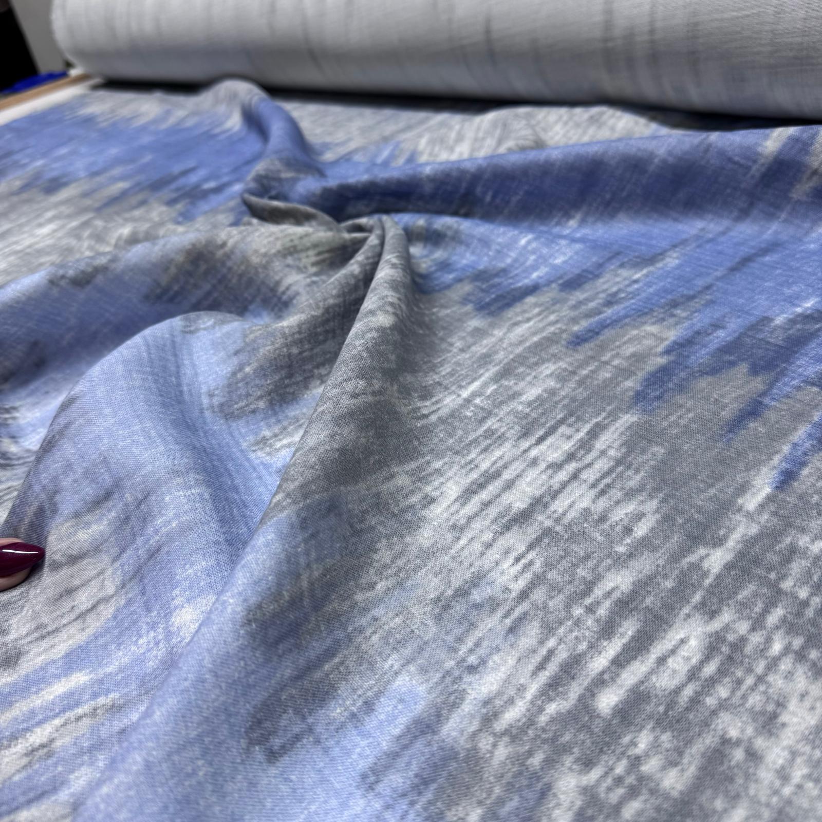 Çift Kat Müslin Kumaş Çift En %100 Pamuk Organik Mavi Lacivert Renk Batik Desen