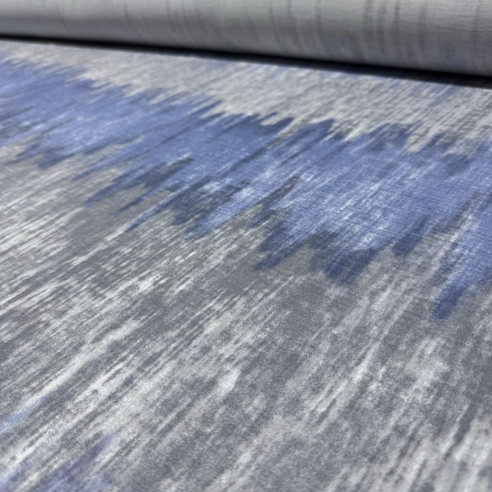 Çift Kat Müslin Kumaş Çift En %100 Pamuk Organik Mavi Lacivert Renk Batik Desen