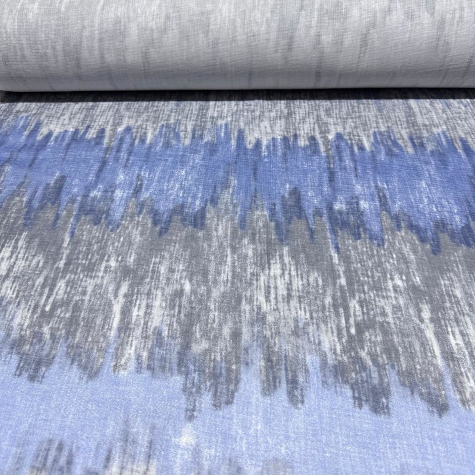 Çift Kat Müslin Kumaş Çift En %100 Pamuk Organik Mavi Lacivert Renk Batik Desen