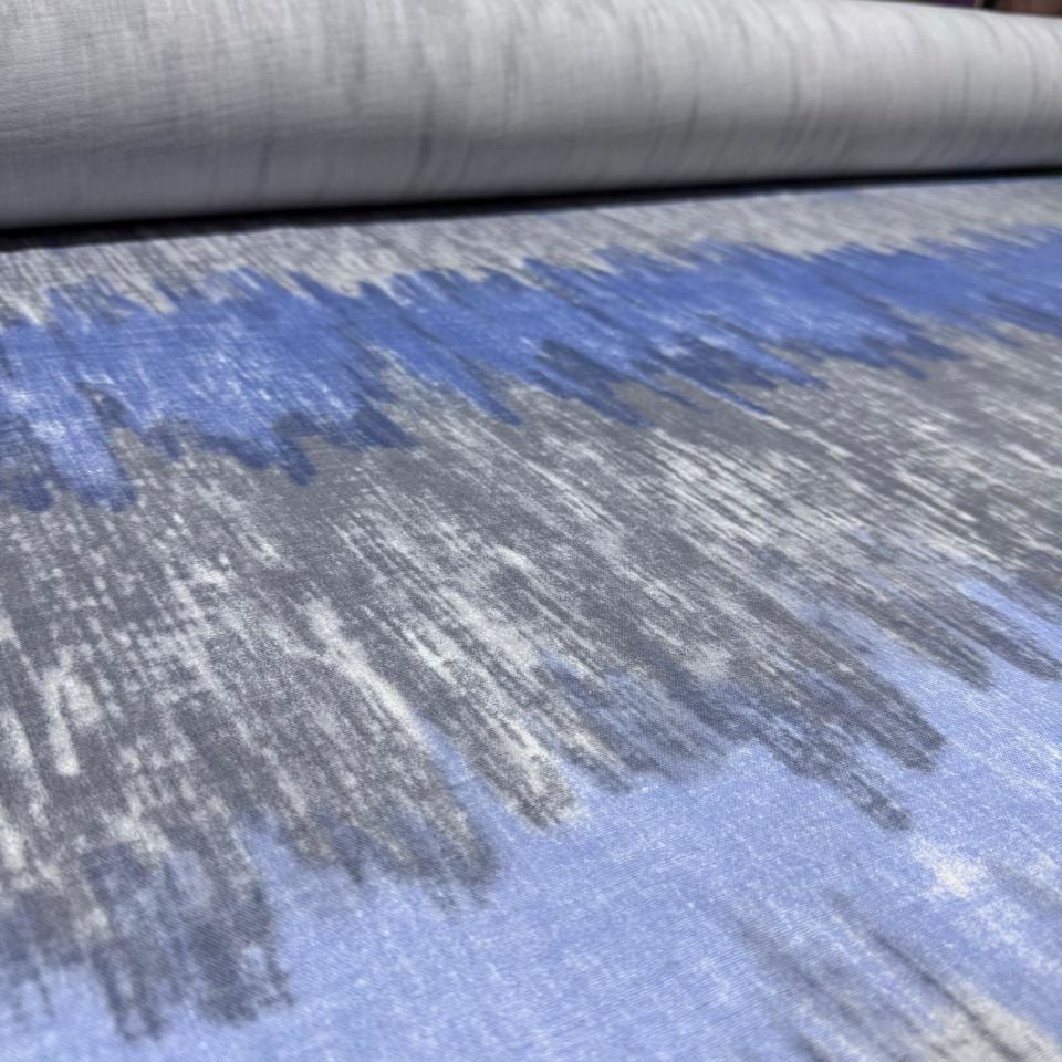 Çift Kat Müslin Kumaş Çift En %100 Pamuk Organik Mavi Lacivert Renk Batik Desen