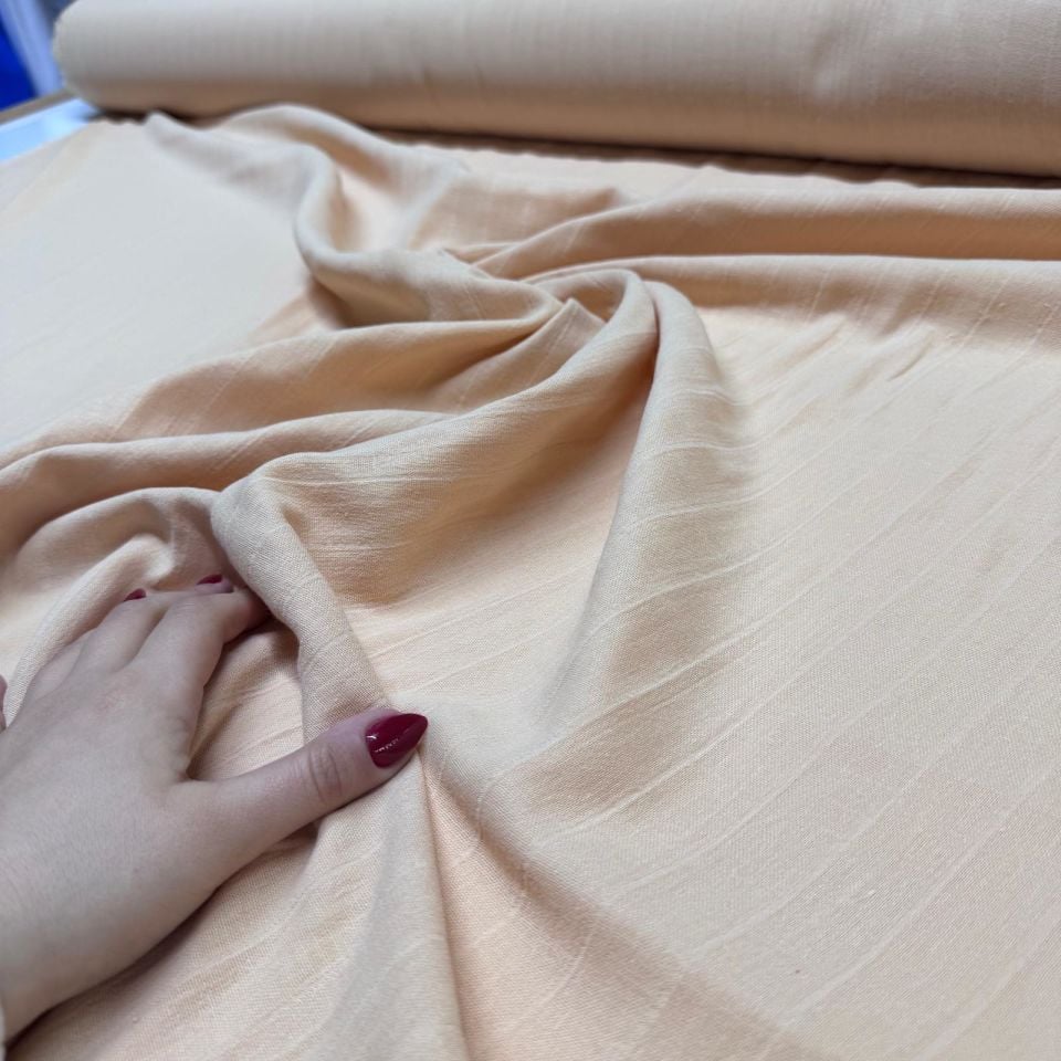 Çift Kat Müslin Kumaş Çift En Organik %100 Pamuk Somon Renk Boyuna Çizgili Desen