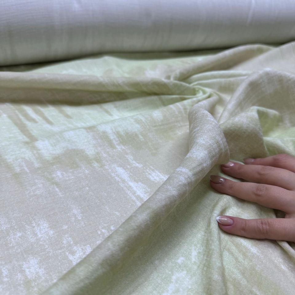 Çift Kat Müslin Kumaş Çift En %100 Pamuk Organik Sarı&Bej Batik Desen