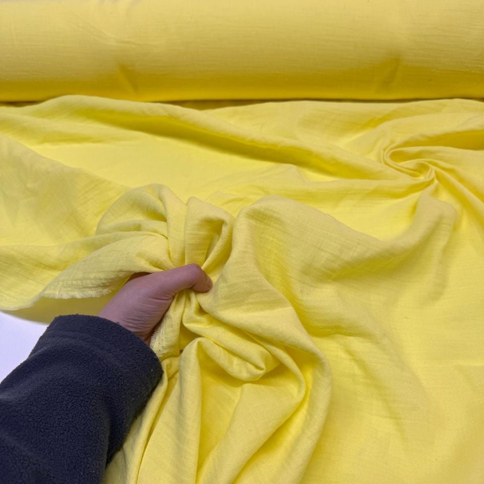 Çift Kat Müslin Kumaş Çift En %100 Pamuk Sarı Renk