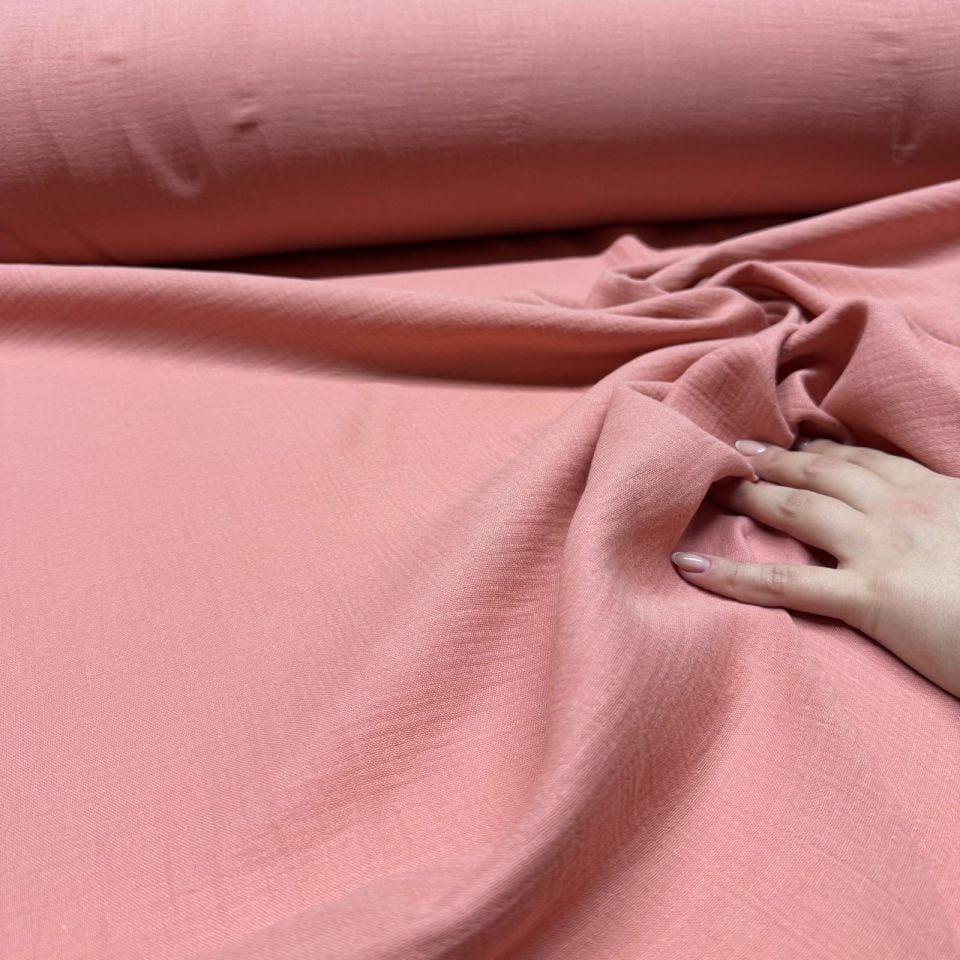 Çift Kat Müslin Kumaş Çift En %100 Pamuk Açık Gül Kurusu