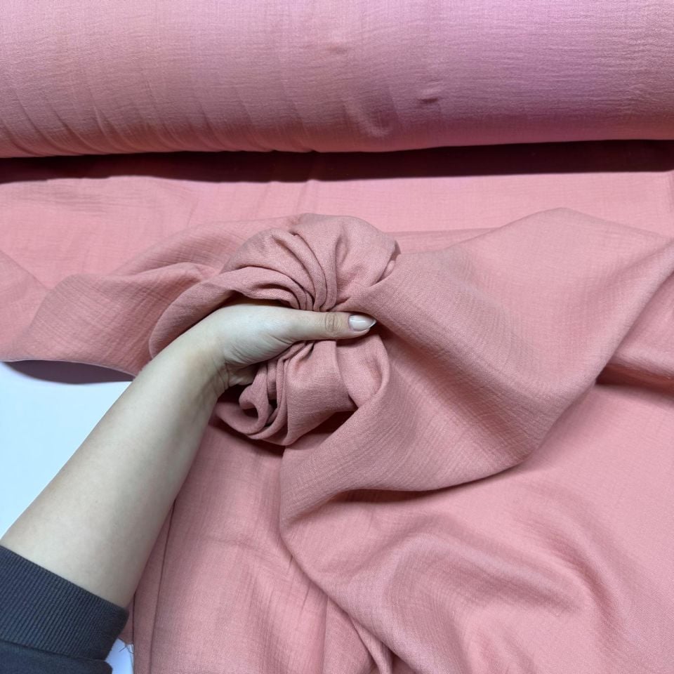 Çift Kat Müslin Kumaş Çift En %100 Pamuk Açık Gül Kurusu