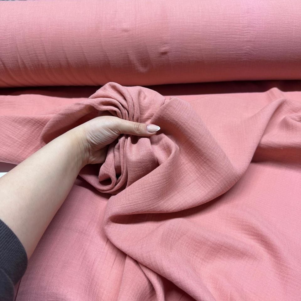 Çift Kat Müslin Kumaş Çift En %100 Pamuk Açık Gül Kurusu