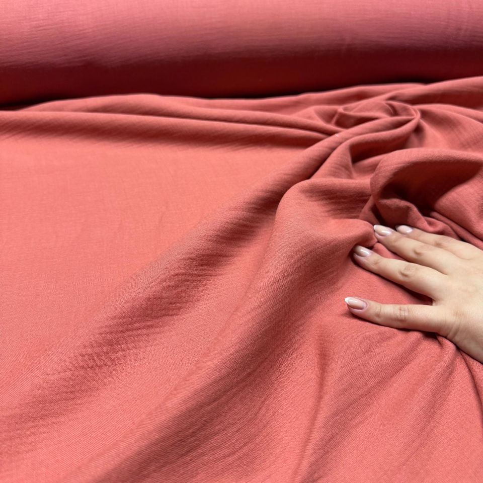 Çift Kat Müslin Kumaş Çift En %100 Pamuk Koyu Gül Kurusu Renk