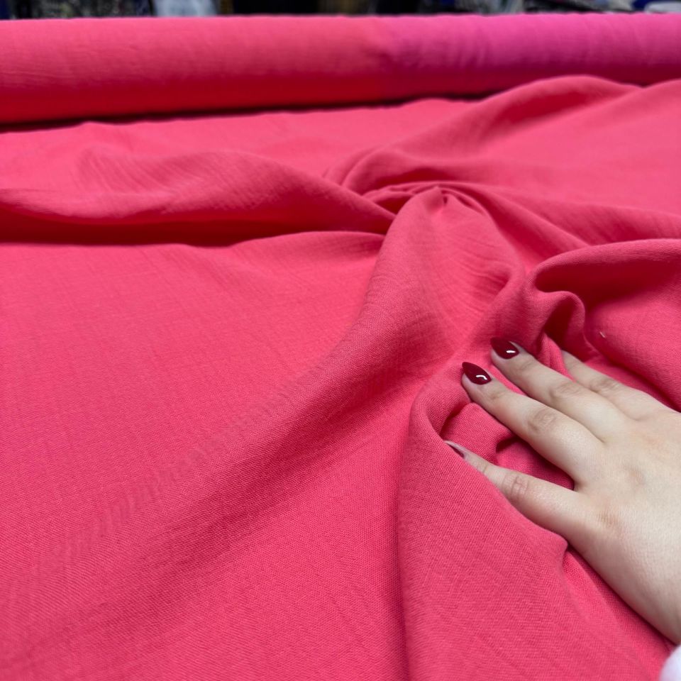 Çift Kat Müslin Kumaş Çift En %100 Pamuk Mercan & Nar Çiçeği Renk