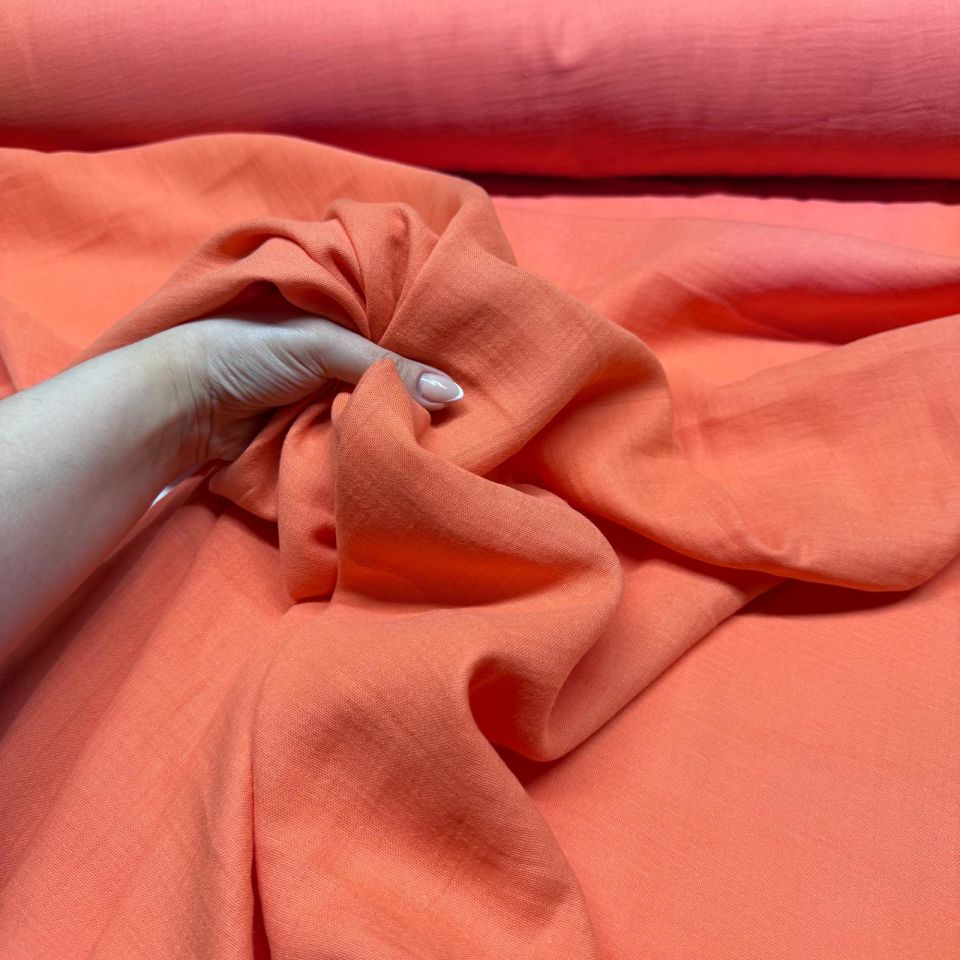 Çift Kat Müslin Kumaş Çift En %100 Pamuk Turuncu Renk