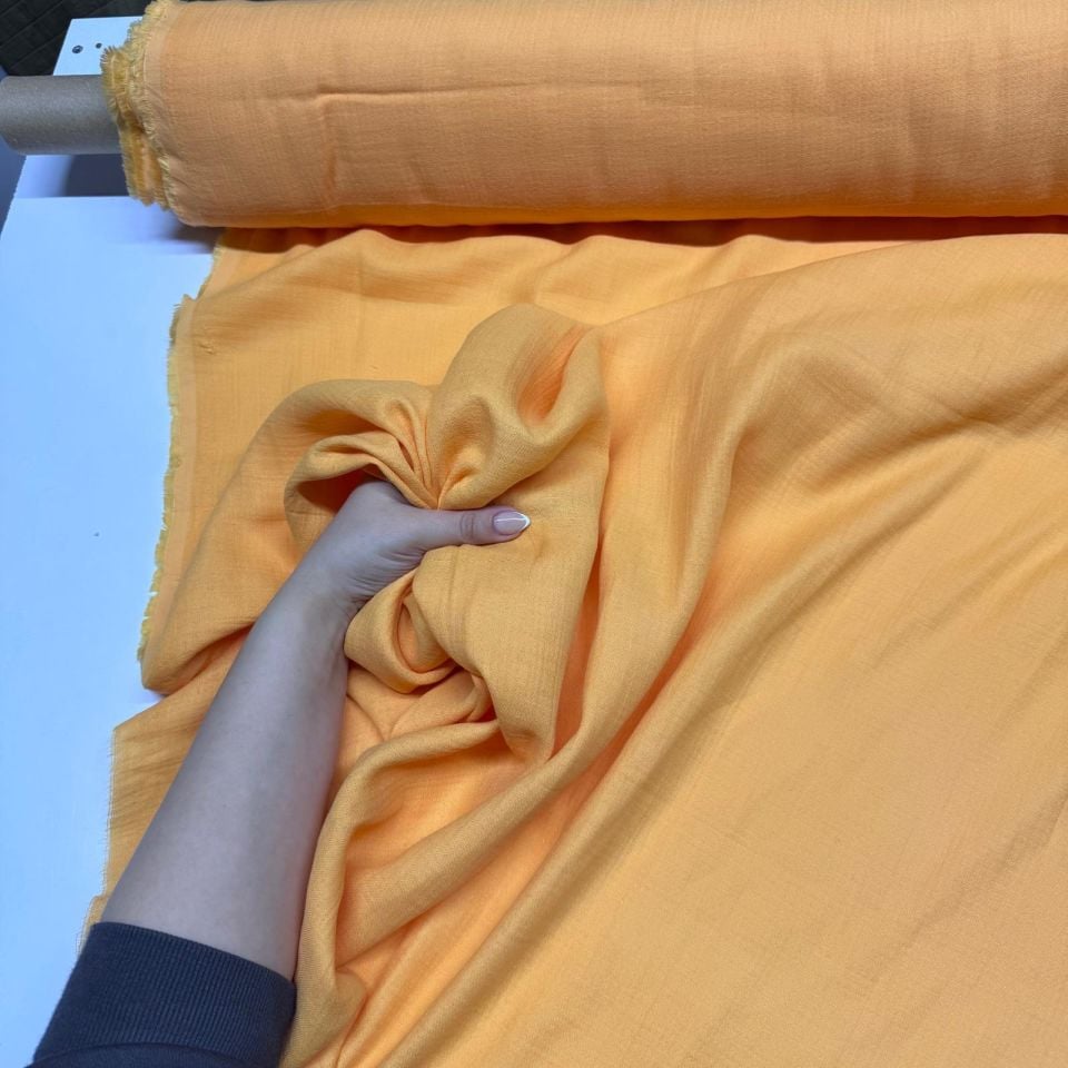 Çift Kat Müslin Kumaş Çift En %100 Pamuk Somon & Turuncu
