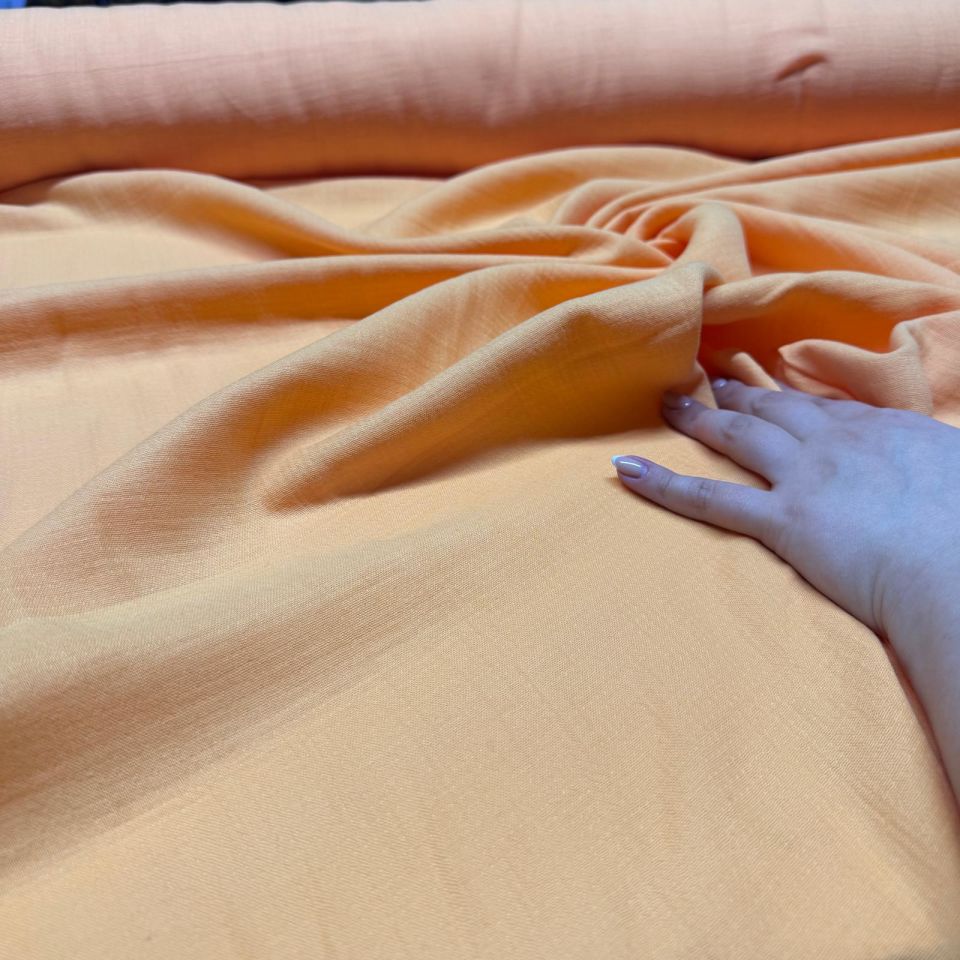 Çift Kat Müslin Kumaş Çift En %100 Pamuk Somon & Turuncu