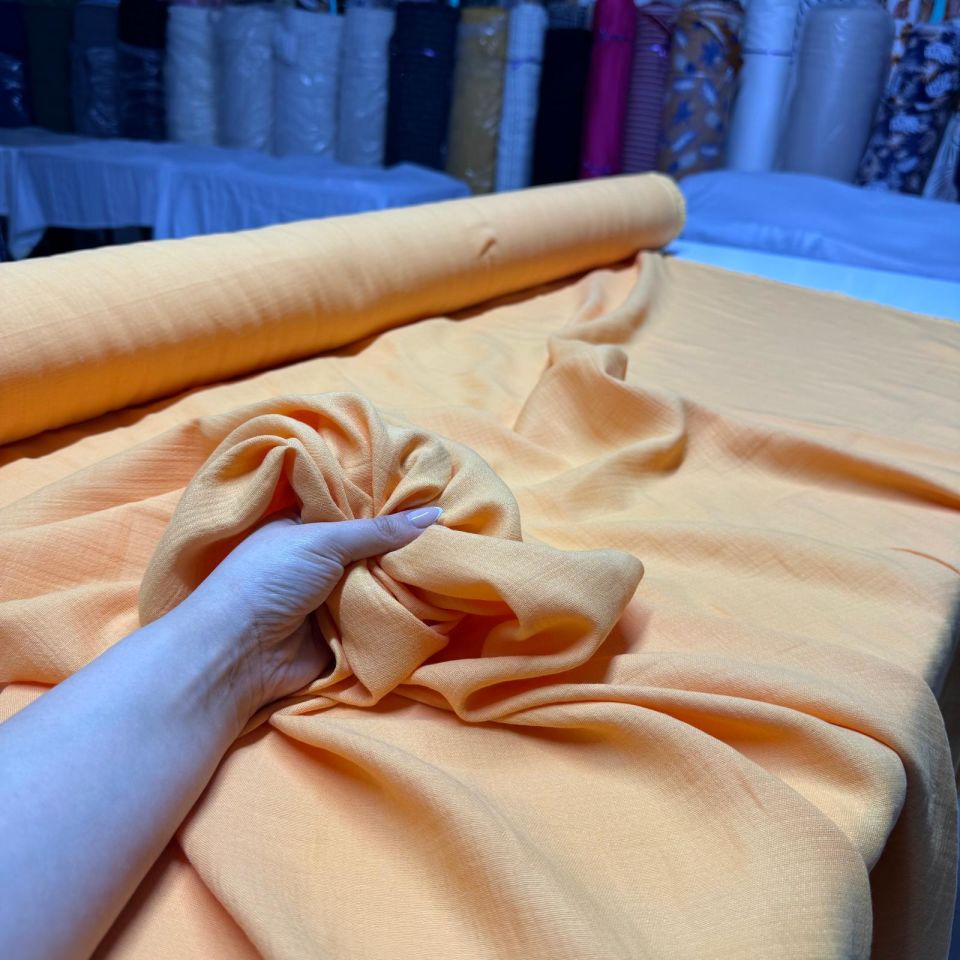 Çift Kat Müslin Kumaş Çift En %100 Pamuk Somon & Turuncu