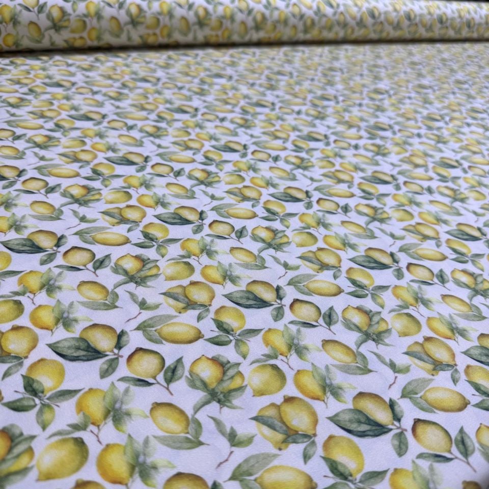 Belmando Kumaş Çift En Limon Desenli Sarı Renkli