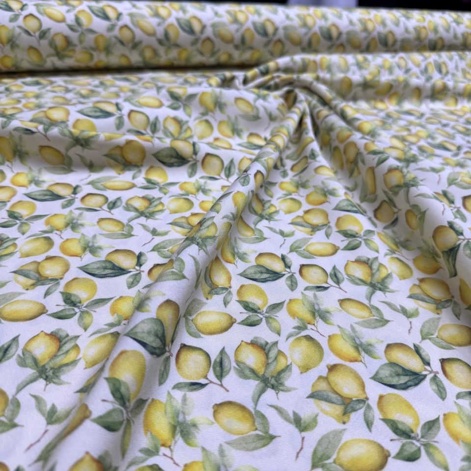 Belmando Kumaş Çift En Limon Desenli Sarı Renkli