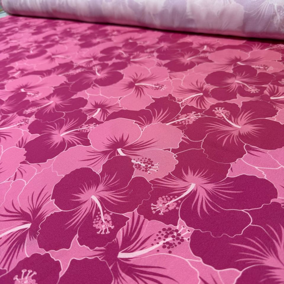 Belmando Kumaş Pembe Zemin Renkli Çiçek Desenli Çift En