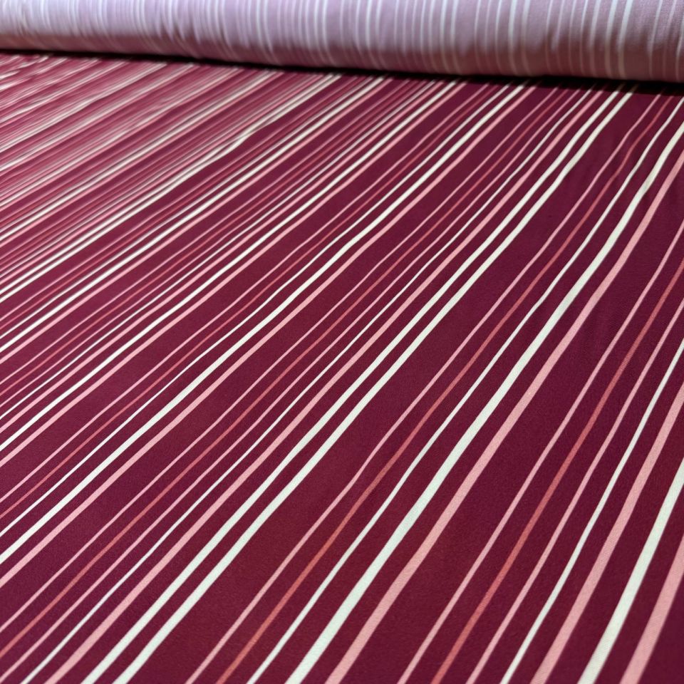 Belmando Kumaş Bordo&Kiremit Renk Çizgili Çift En