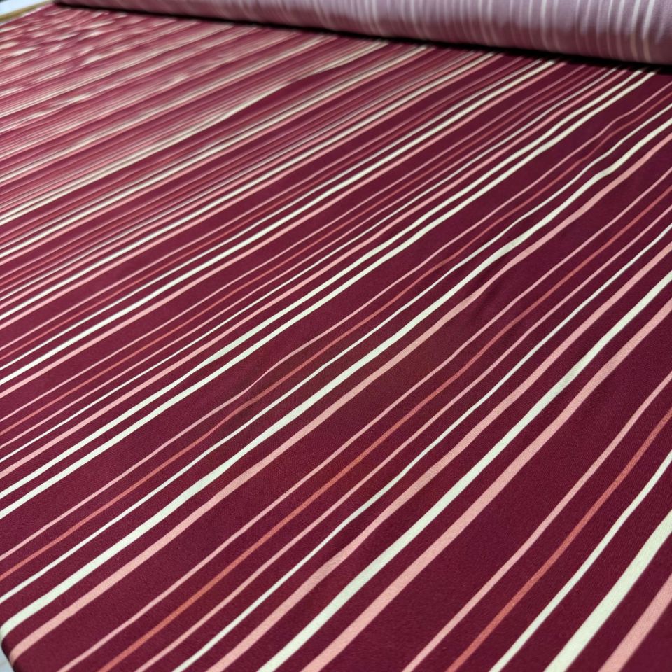 Belmando Kumaş Bordo&Kiremit Renk Çizgili Çift En