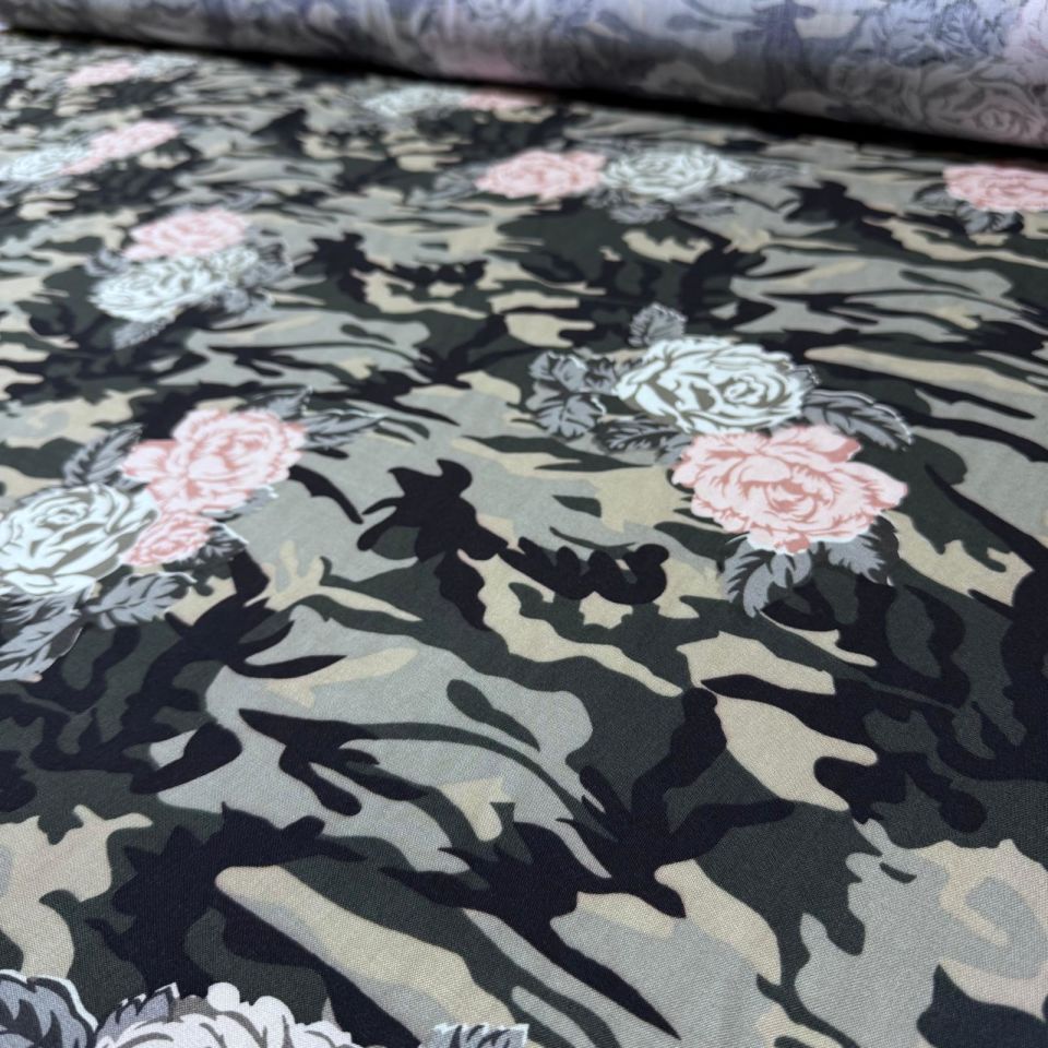 Belmando Kumaş Kamuflaj&Gül Desenli Çift En