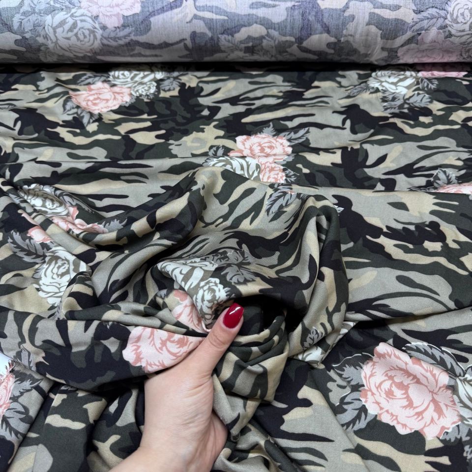 Belmando Kumaş Kamuflaj&Gül Desenli Çift En
