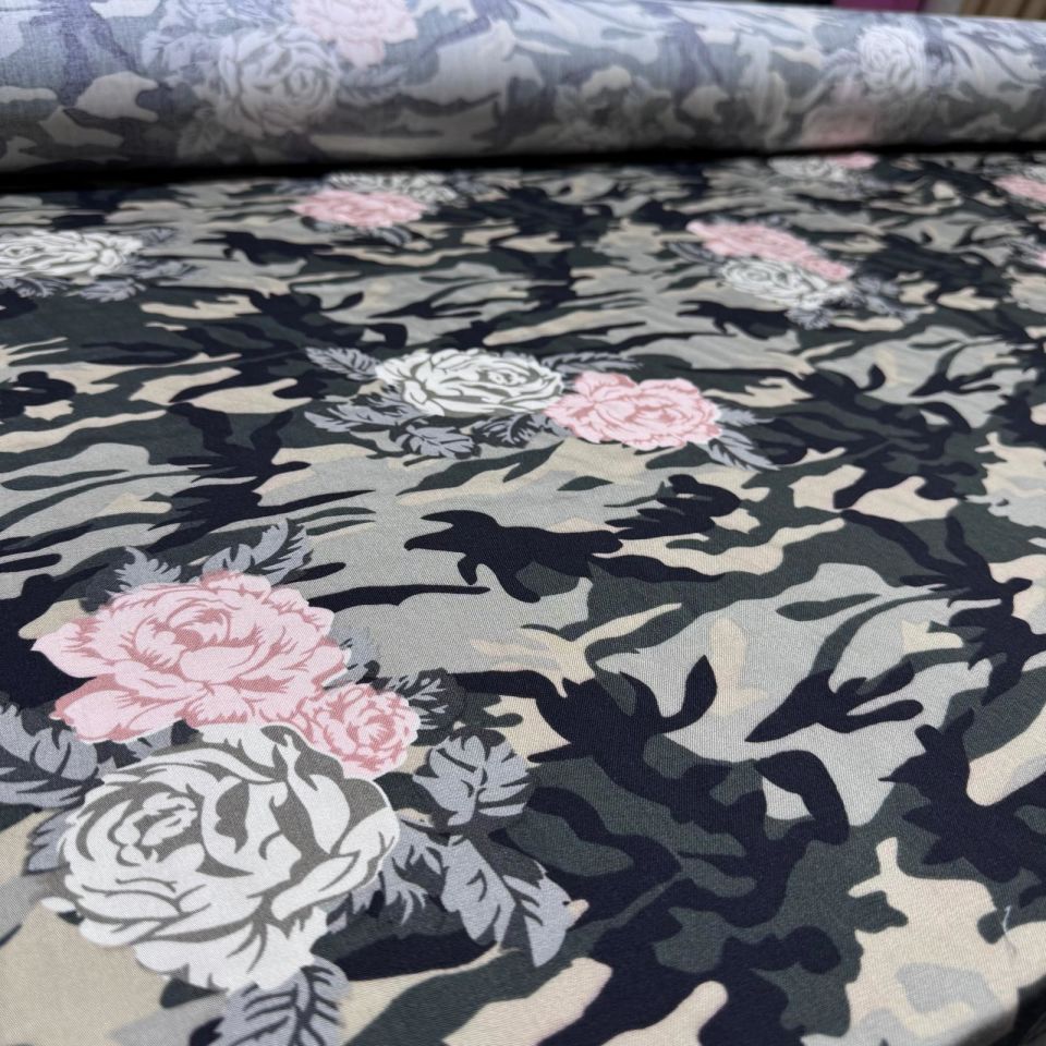 Belmando Kumaş Kamuflaj&Gül Desenli Çift En